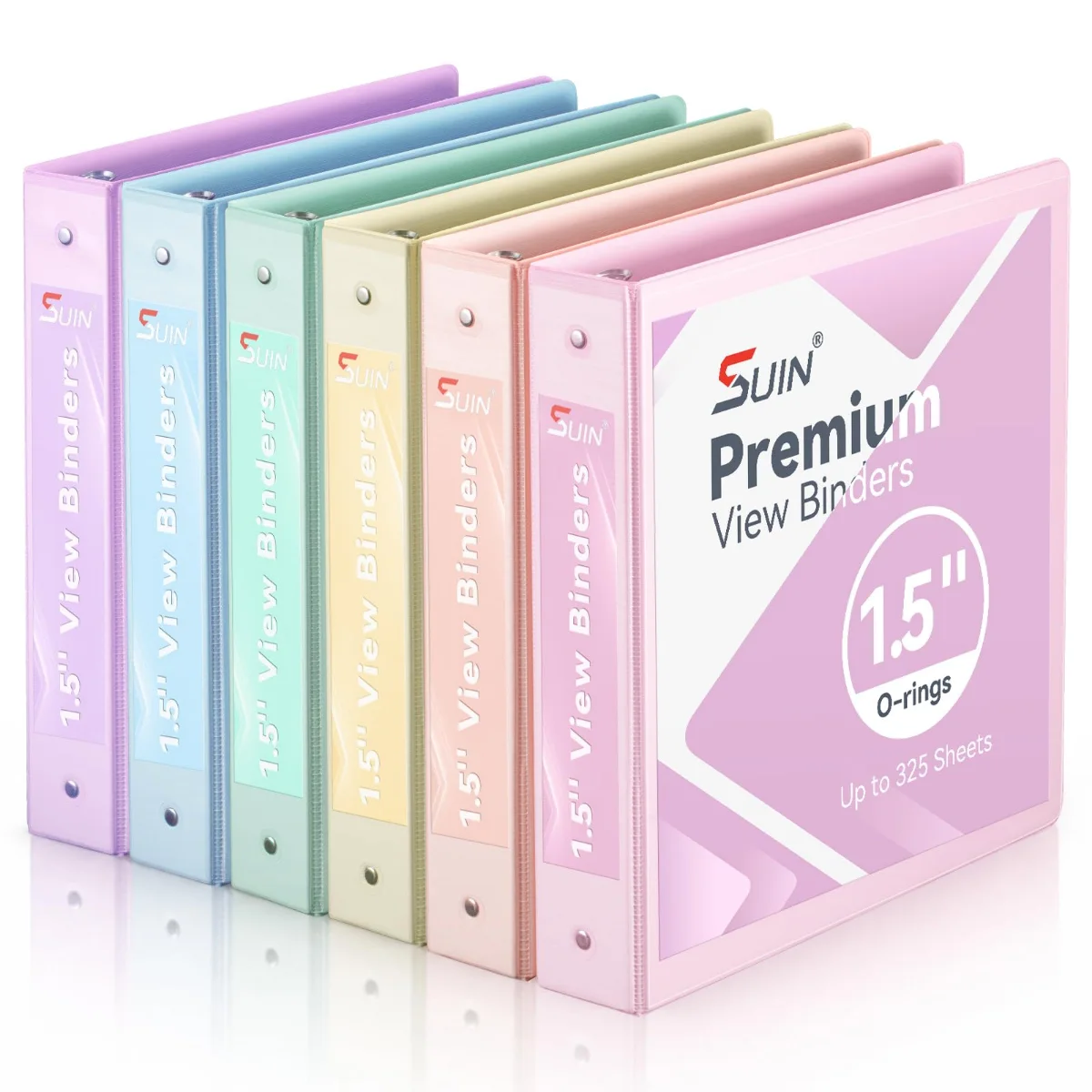 SUIN Clear View Binders, 0.5 to 2 Inch Rings