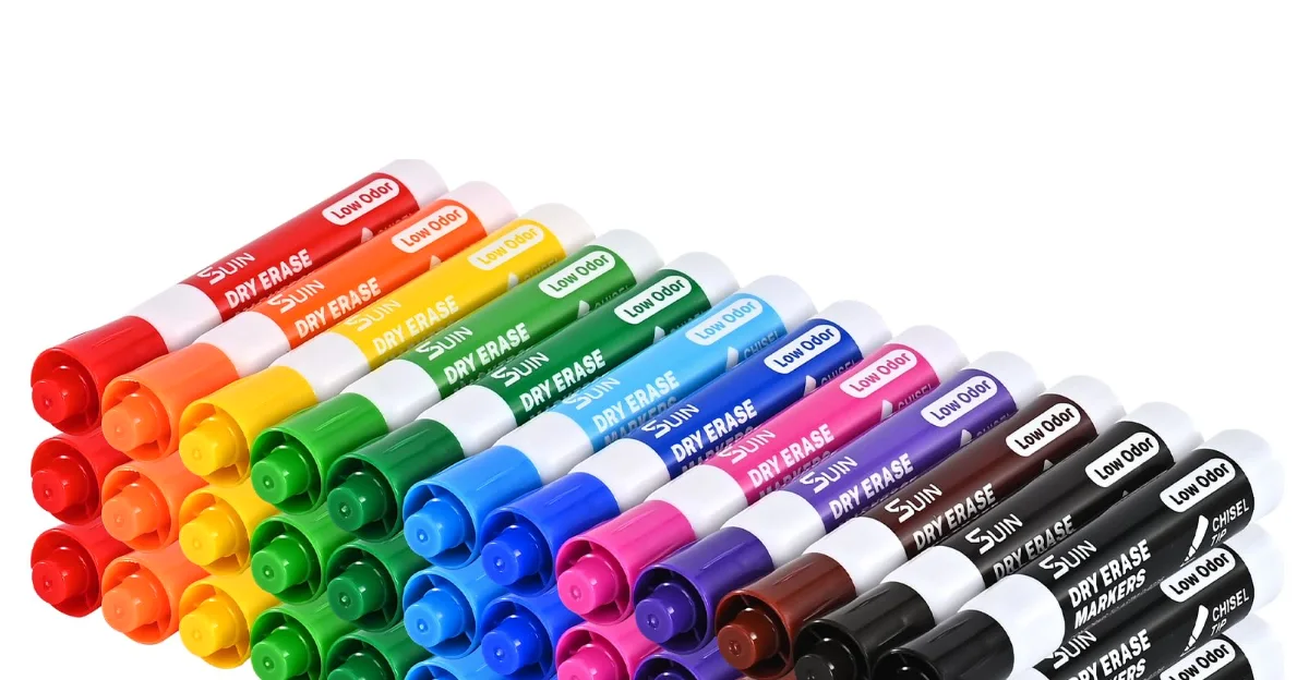 SUIN Chisel Tip Dry Erase Markers, 36 Count